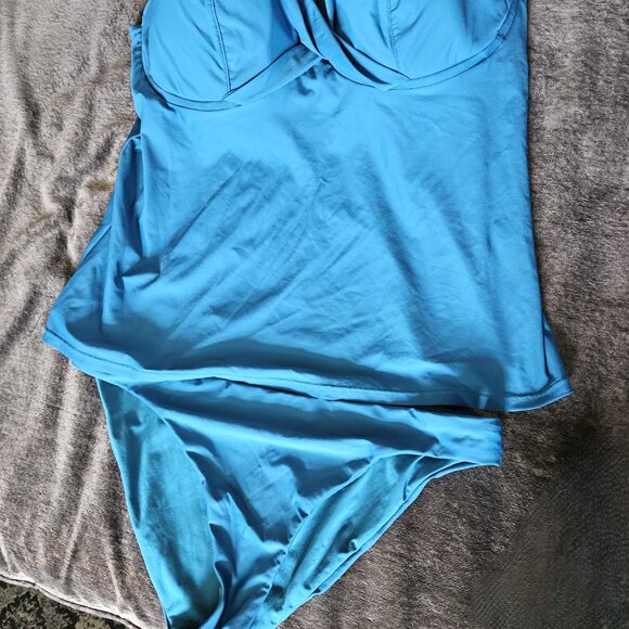 Birdsong Underwire Wrap Tankini & bottom set 34H - Deep Ocean - Picture 2 of 9